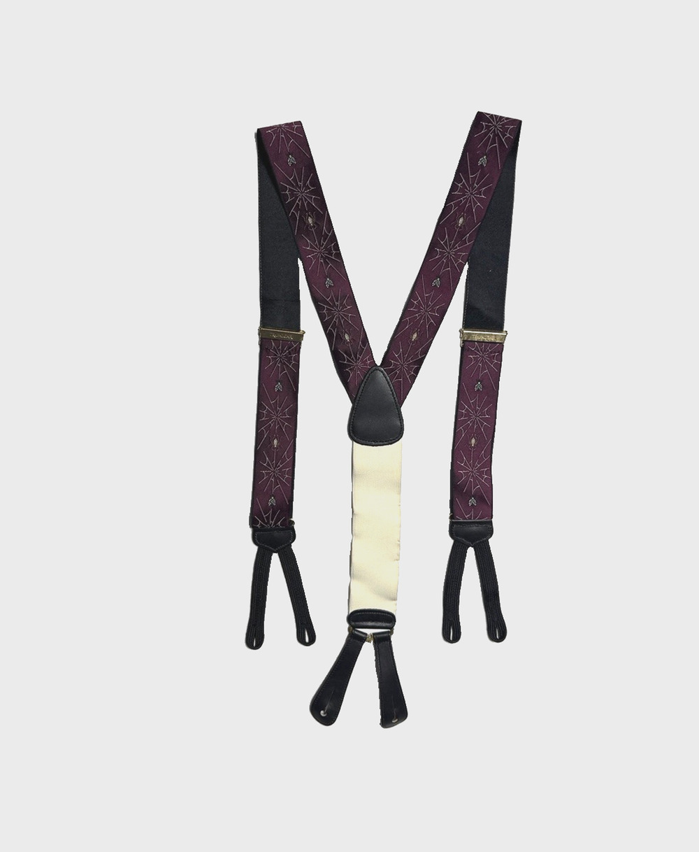 Trafalgar Limited Edition Spider / Fly Suspenders Silk Web Purple Rare Leather